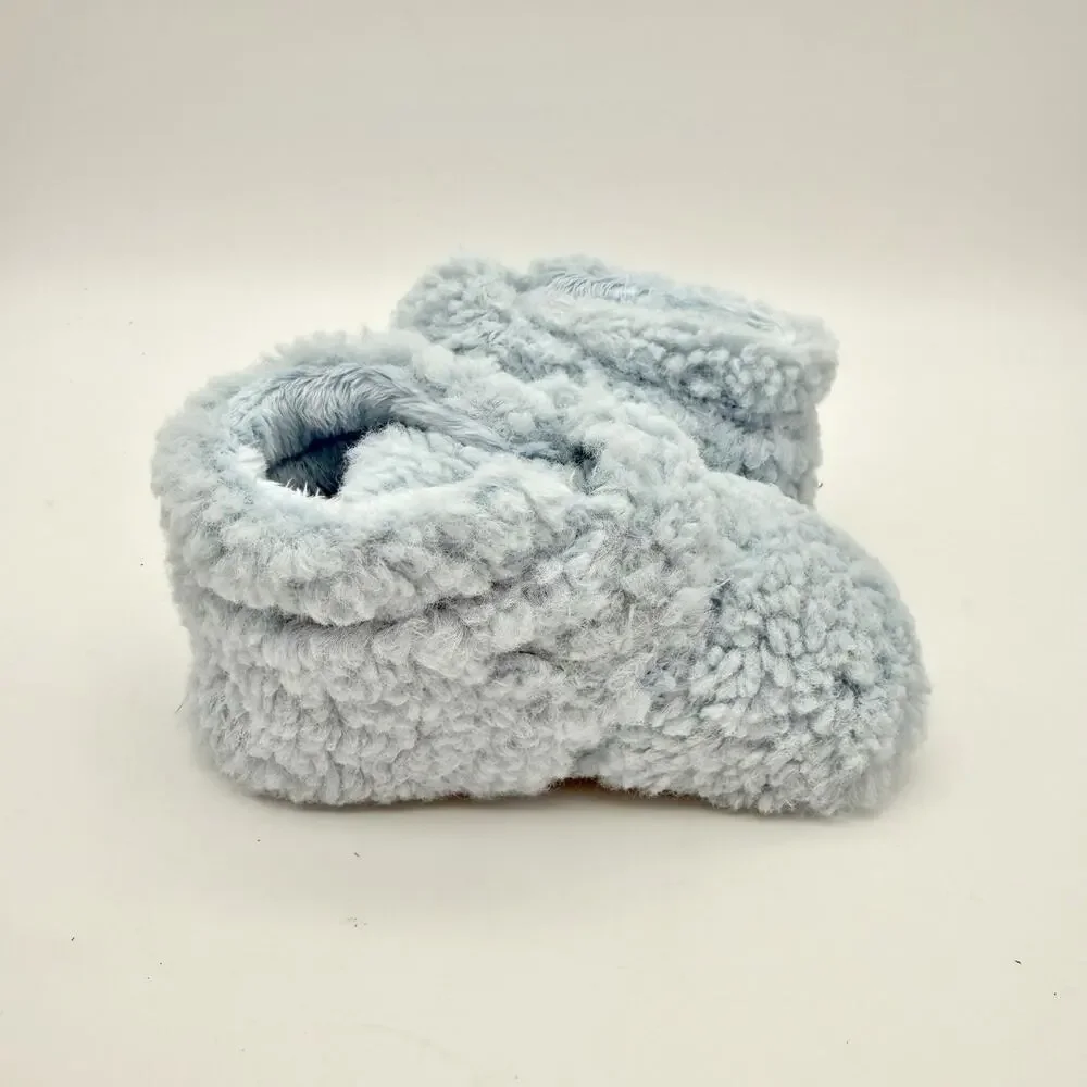 UGG Infant Bixbee Booties US 4-5 M Blue Vegan Fur Hook and Loop NIB